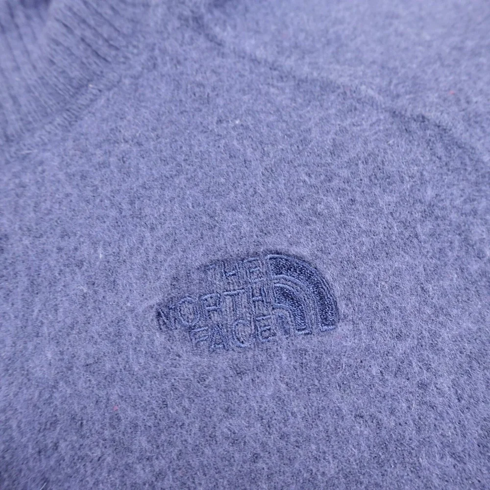 North Face Sweater Mens L Blue‎ Wool Blend Pullover 1/4 Zip Sweatshirt Outdoor